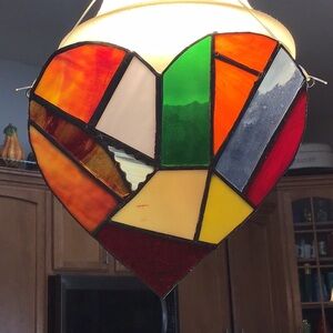 Stained Glass Heart. Multicolored. 6:5 inches X 8.5 inches roughly